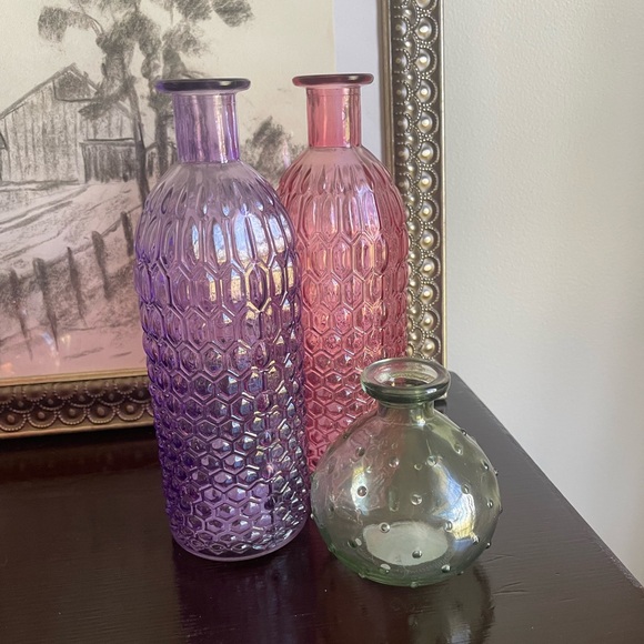 Y2K Pink Hobnail Milk Bottle Vase - Picture 3 of 5